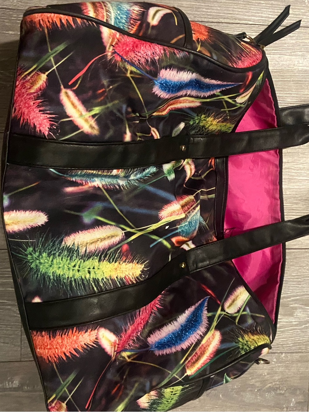 Floral Feather Print Tote Bag in Multicolor